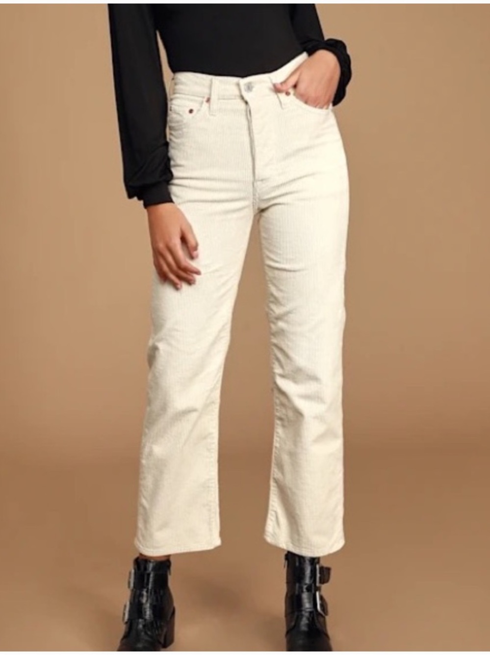 Levi's Off-White Straight-Leg Cropped Jeans size 26
